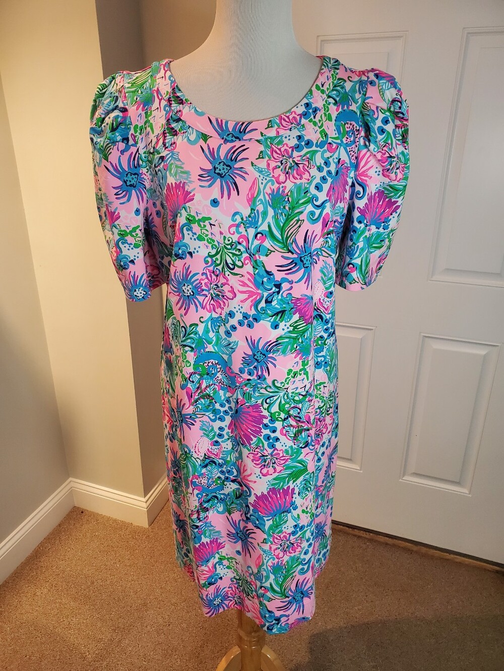 Lilly Pulitzer Harriet Elbow Sleeve Puff-Sleeve Midi Dress